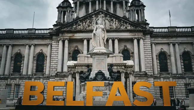 Belfast City Hall with the BELFAST sign – IPTV Northern Ireland with British IPTV Smarters Pro