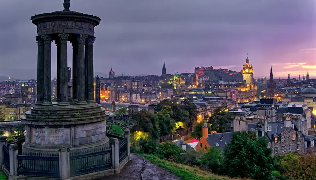 Edinburgh skyline at dusk from Calton Hill – IPTV Scotland with British IPTV Smarters Pro